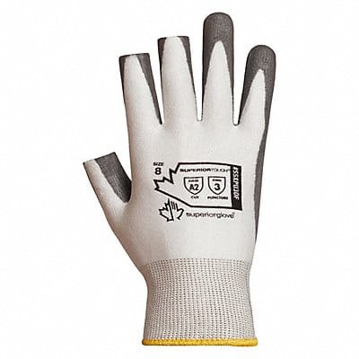 Open Finger Gloves Knit PU Palm 8 PR