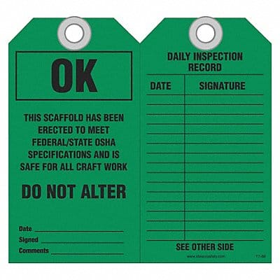 Scaffold Ok to Use Safety Tag PK10