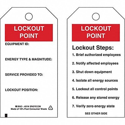 Lockout Tag 5-3/4 x 3 In OSHA Met PK10