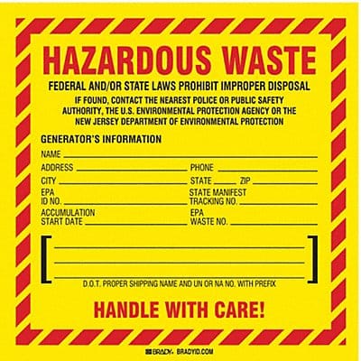 DOT Handling Label Waste 6 W PK100