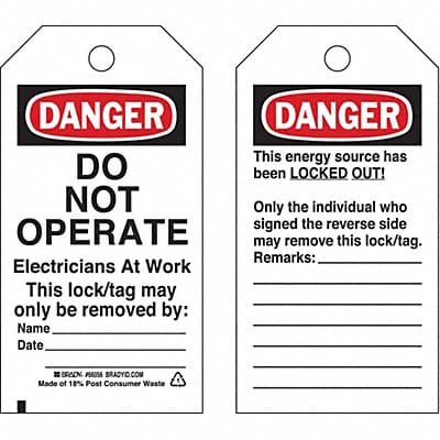 Danger Tag 5-3/4 x 3 In OSHA 3/8 In PK25