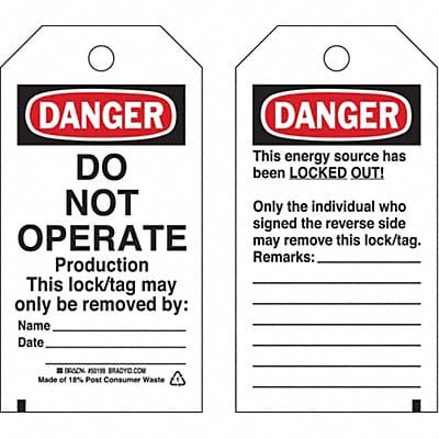 Danger Tag 5-3/4 x 3 In Cardstock PK25