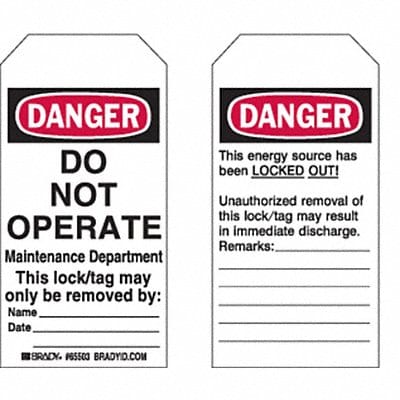 Danger Tag 5-3/4 x 3 In Cardstock PK25