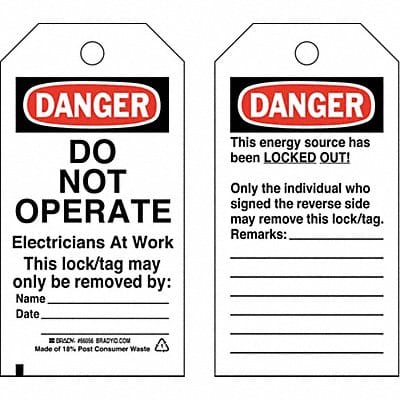 Danger Tag 5-3/4 x 3 In Cardstock PK25