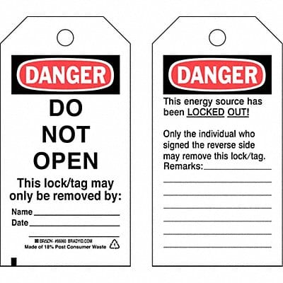 Danger Tag 5-3/4 x 3 In Cardstock PK25
