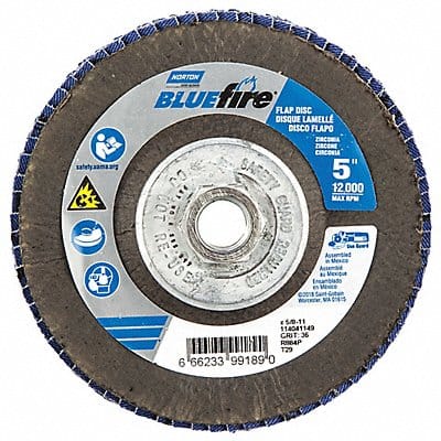 H7379 Fiber Disc 5 in Dia 5/8in Arbor P36 Grit
