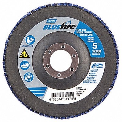 H7381 Fiber Disc 5 in Dia 7/8in Arbor P36 Grit