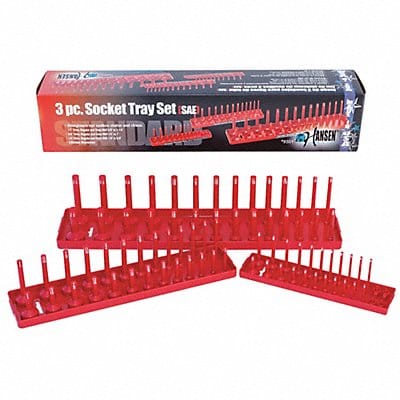 Socket Tray Set Standard Red SAE 3 pcs.