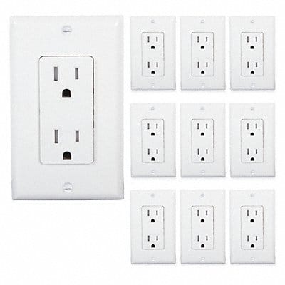 White Wall Outlet 15 Amps PK10