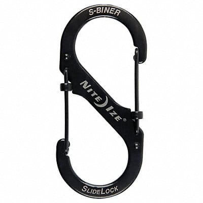 Locking Carabiner 3-3/5 in Steel Black