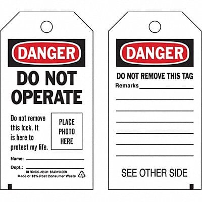 Danger Tag 5-3/4 x 3 In Met 3/8 In PK10