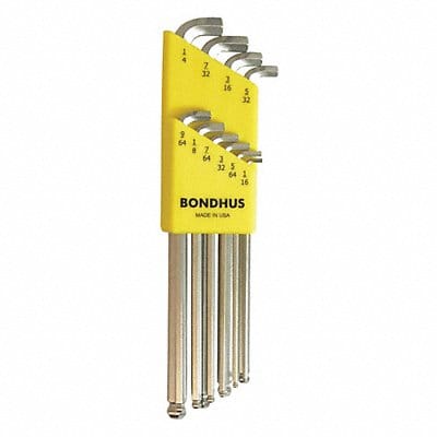 Set 10 Plated Stubby Ball End L-Wrenches