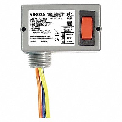 Prewired Rocker Switch SPDT 20A@277VAC