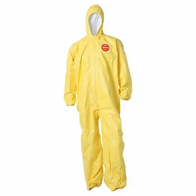 Hooded Coverall Elastic Yellow XL PK12