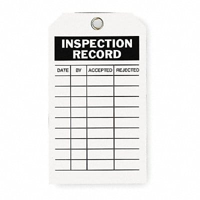 Inspection Tag 7 x 4 In Bk/Wht Met PK10