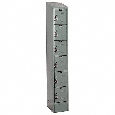 D4835 Box Locker Louvered 1 Wide 6 Tier Gray