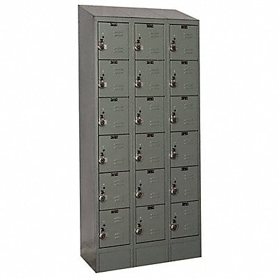 D4836 Box Locker Louvered 3 Wide 6 Tier Gray