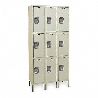 K4137 Wrdrb Lockr Solid 3 Wide 3 Tier Tan