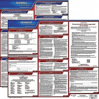 Labor Law Poster Kit VT Spanish 27 in W