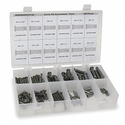 Clevis Pin Asst Std 18-8 120 Pcs 12Sizes