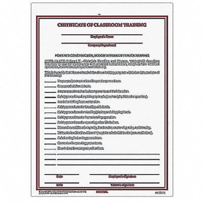 Trng Certificate Workplace Safety PK50