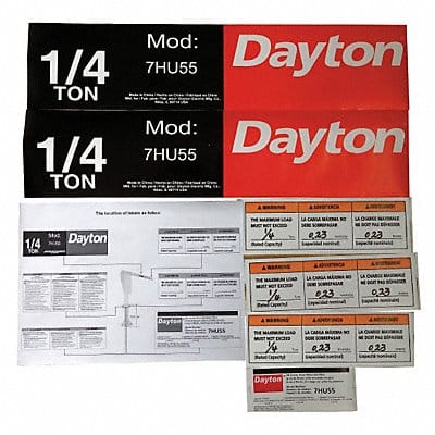 Jib Crane Label Kit For Use With 7HU55