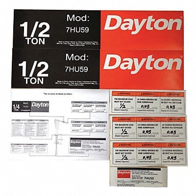 Jib Crane Label Kit For Use With 7HU59