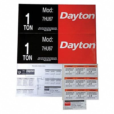 Jib Crane Label Kit For Use With 7HU67