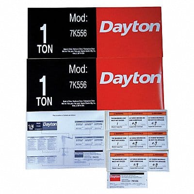 Jib Crane Label Kit For Use With 7K556