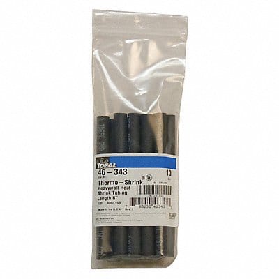 Shrink Tubing 6 in Blk 0.4 in ID PK10 Shrink Tubing 6 in Blk 0.4 in ID PK10