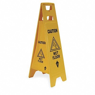 Floor Safety Sign Yellow Plastic 37 in H