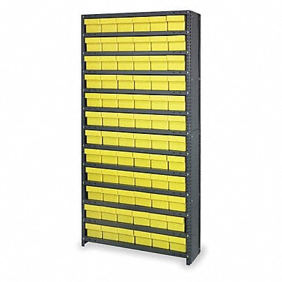 Enclosed Bin Shlvng 24x75x36in Yellow