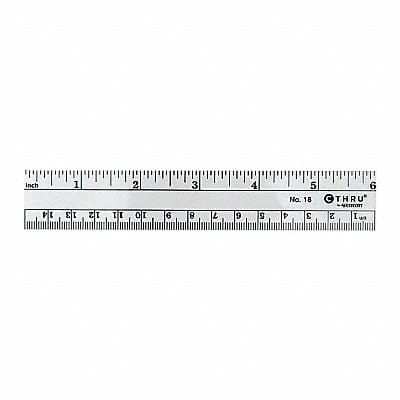 Ruler Plastic Lined 16ths 6in Transparnt