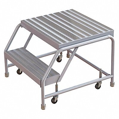 Rolling Ladder 2 Step Aluminum Ribbed
