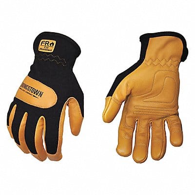 Mechanics Gloves Leather Blk/Tan XL PR