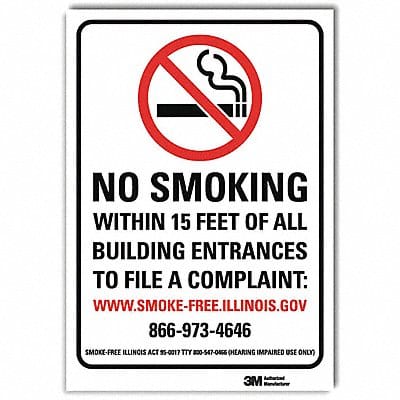 No Smoking Sign 10inx7in Rflctv Sheeting