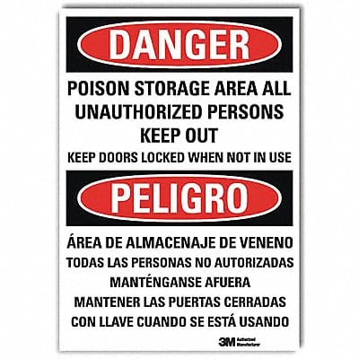Danger Sign 14 in x 10 in Rflct Sheeting