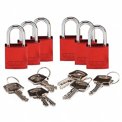 K7941 Lockout Padlock KD Red 1-7/16 H PK6