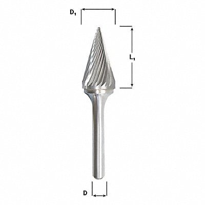 Cone Bur Pointed End 1/4 Carbide