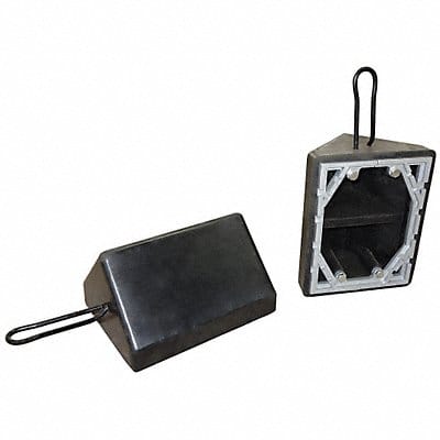 Wheel Chock Molded Rbr w/Stl Grab Black