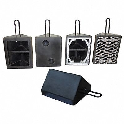 Wheel Chock Kit Mlded Rbr w/Stl Grab Blk
