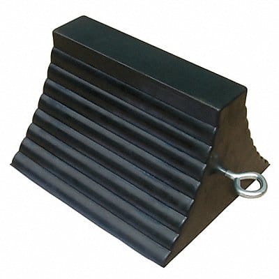 Wheel Chock Molded Rbr w/Stl Grab Black