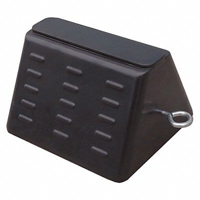 Wheel Chock Molded Rbr w/Stl Grab Black