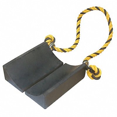 Wheel Chock Molded Rbr w/Stl Grab Black