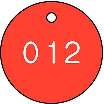 Numbered Tag Plastic 1 1/4in H PK100