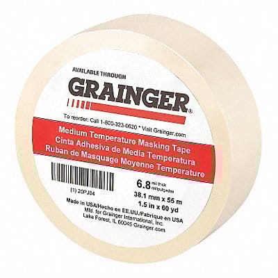 Masking Tape 1 1/2 W 60 yd L Tan