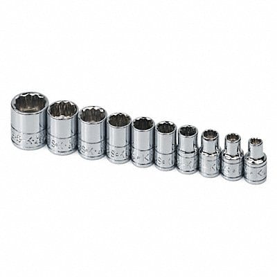 Socket Set Chrome 3/16in to 9/16 in 10Pc