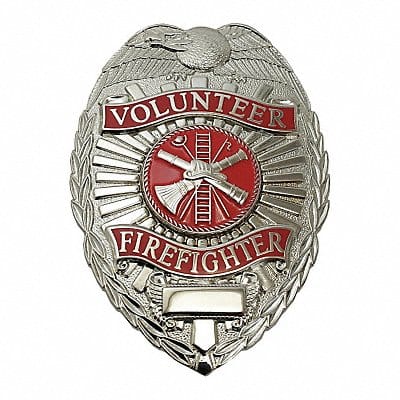 Metal Badge Volunteer Firefighter - Oval