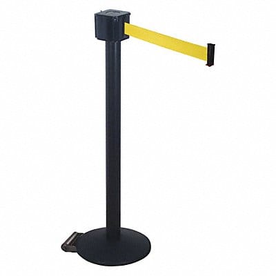 Barrier Post with Belt 30 ft L Yellow