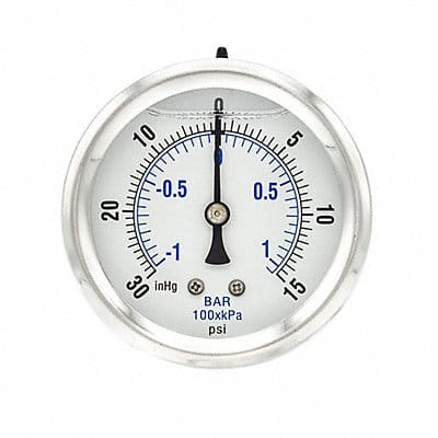 Compound Gauge 1/4 NPT 30 HgVac to 15psi